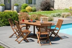 Salon de jardin table + chaises en teck massif MACAO