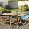 Salon de Jardin Table Teck 150/200cm + 6 Chaises pliantes SUMMER