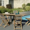 Salon de Jardin Teck Table extensible 120/180 + 4 chaises pliantes SUMMER ref. 30020844