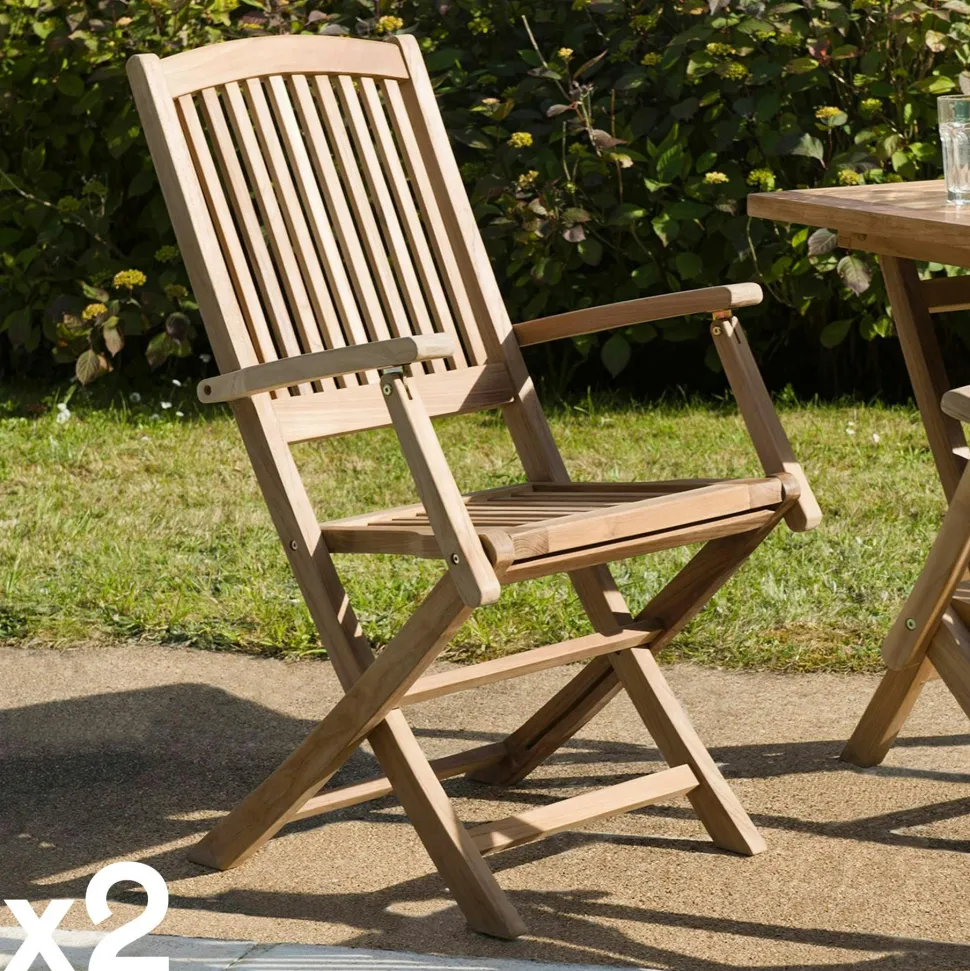 Salon de jardin Teck table ovale 180x100cm 6 chaises SUMMER