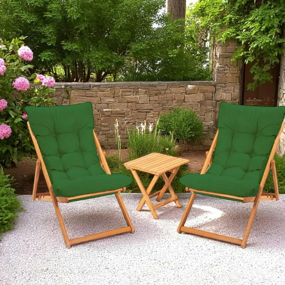 Salon jardin détente 2 places beige - bois et toile SORA