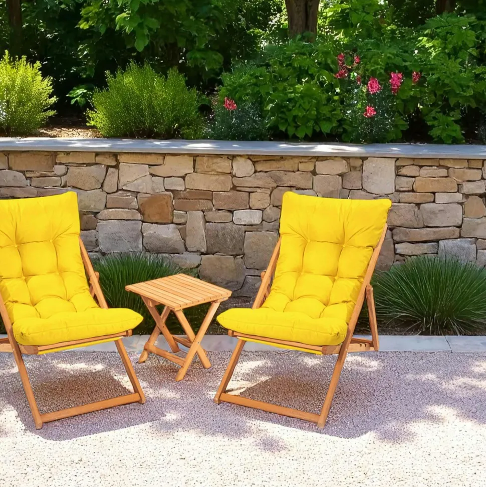 Salon jardin détente 2 places beige - bois et toile SORA