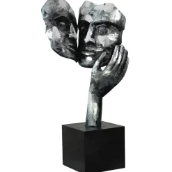 Sculpture moderne "Amore" argent socle noir