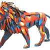 Sculpture moderne en métal peint lion