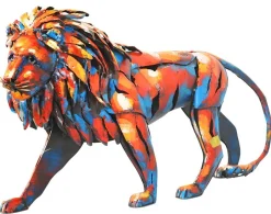 Sculpture moderne en métal peint lion