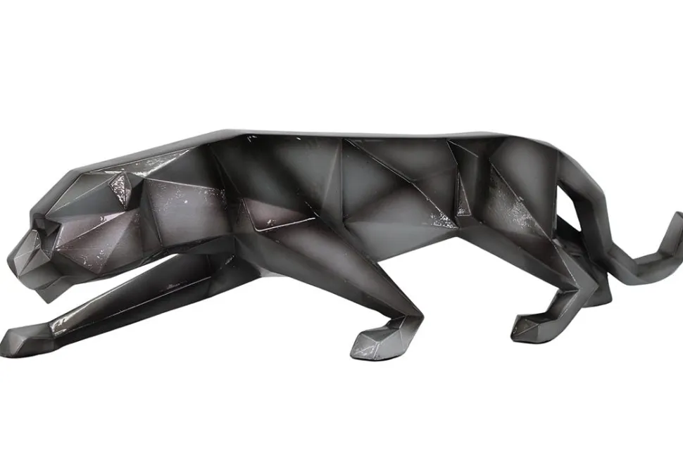 Sculpture moderne panthère gris anthracite 48 cm