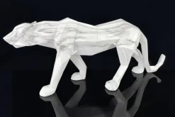 Sculpture moderne panthère blanche effet marbre 68 cm