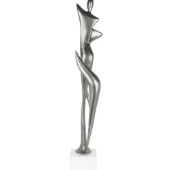 Sculpture moderne silhouette de femme couleur argent 70 cm