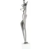 Sculpture moderne silhouette de femme couleur argent 43 cm