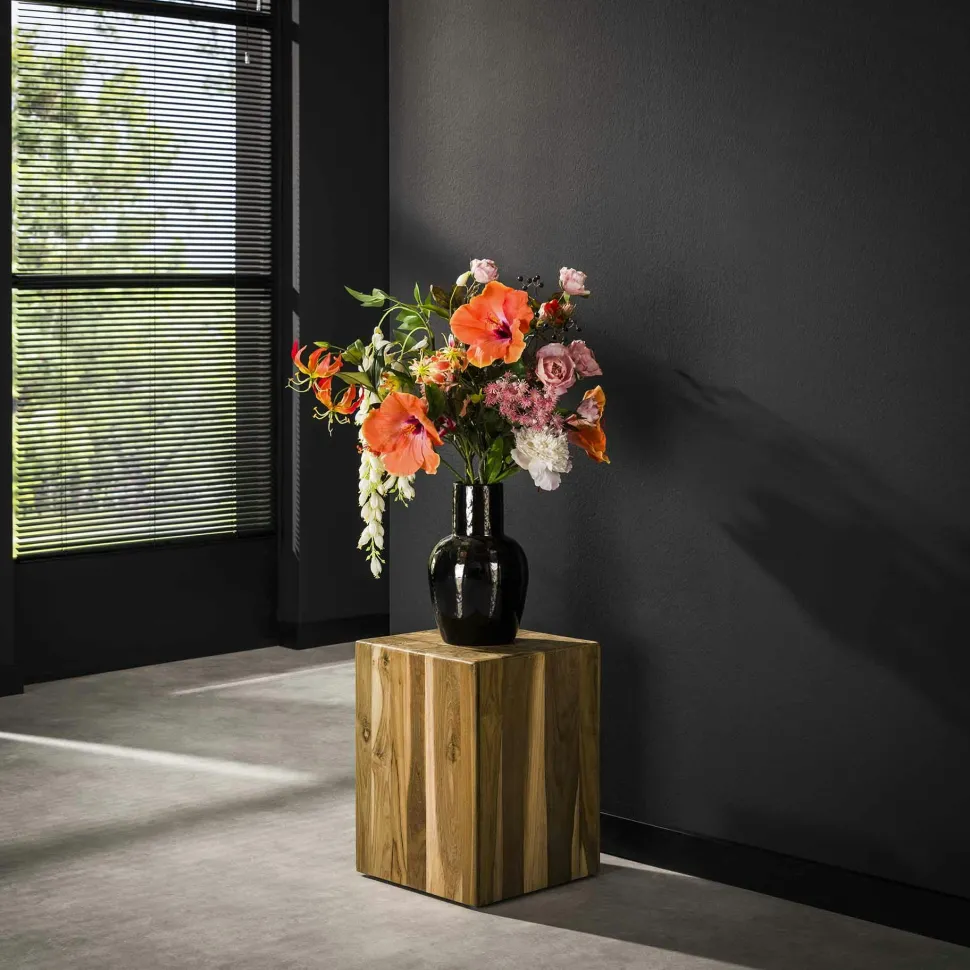 Sellette en bois de teck recyclé forme carrée 45 cm