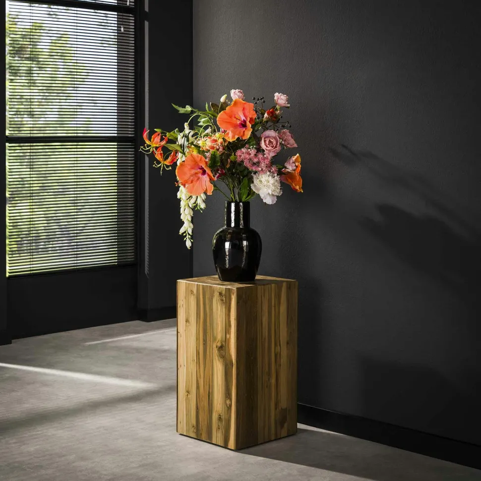 Sellette en bois de teck recyclé forme carrée 45 cm