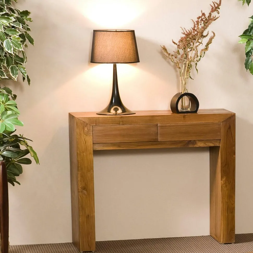 Sellette en bois de teck recyclé forme carrée 45 cm