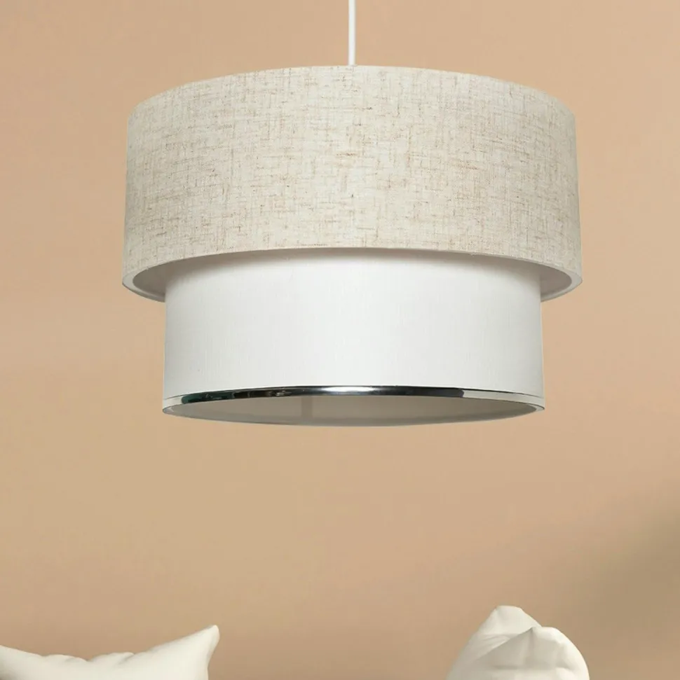 Suspension blanche - double abat-jour avec tressage ZURICH