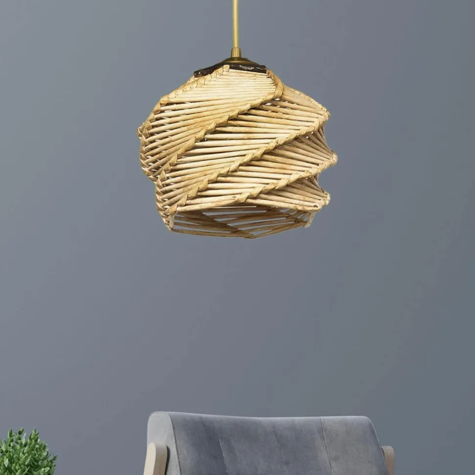 Suspension blanche - double abat-jour avec tressage ZURICH