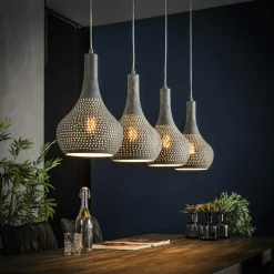 Suspension contemporaine 2 demi-sphères argent vieilli