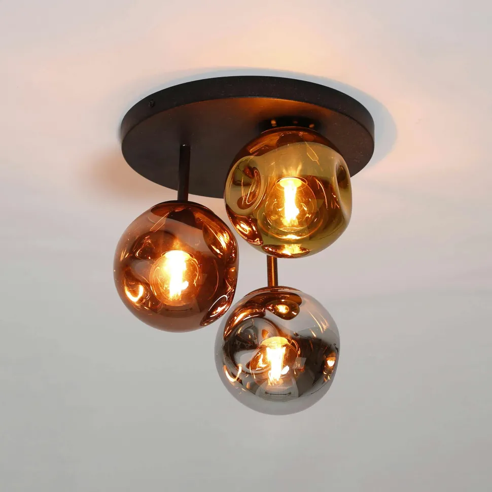 Suspension cuisine vintage - 4 globes verre, 3 cylindres NOVA