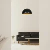 Suspension de table noire dôme intérieur doré Ø50 cm SILE