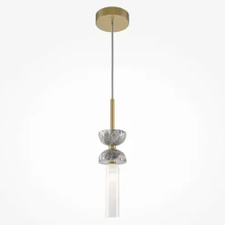 Suspension design blanche – sablier marbre & verre blanc ENID