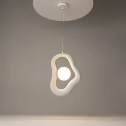 Suspension design blanche texturée – globe central LULING