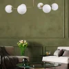 Suspension design dorée 6 globes verre dépoli SIERRE