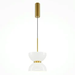 Suspension design dorée – sablier en verre blanc ENID