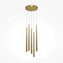 Suspension design dorée LED - 5 tiges verticales AURORA