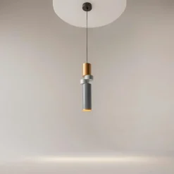Suspension design grise & or – tige & anneaux gris SOLANA
