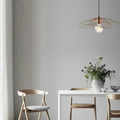 Suspension design métal cuivré filaire forme fleur SINOP