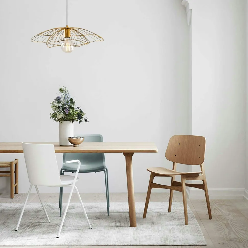 Suspension design métal doré filaire forme fleur SINOP