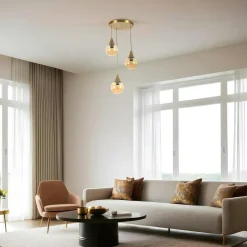 Suspension design métal doré filaire forme fleur SINOP