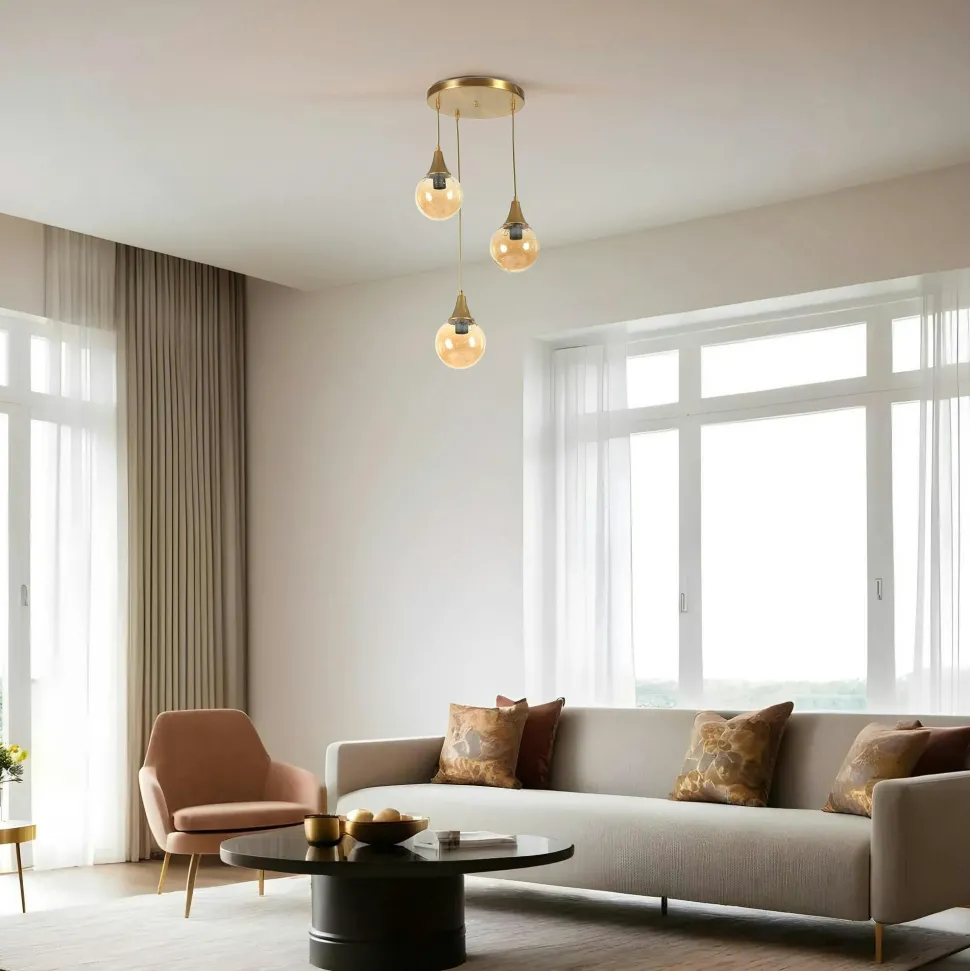 Suspension design métal doré filaire forme fleur SINOP