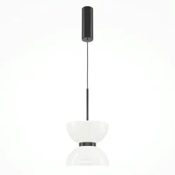 Suspension design noire – sablier en verre blanc ENID