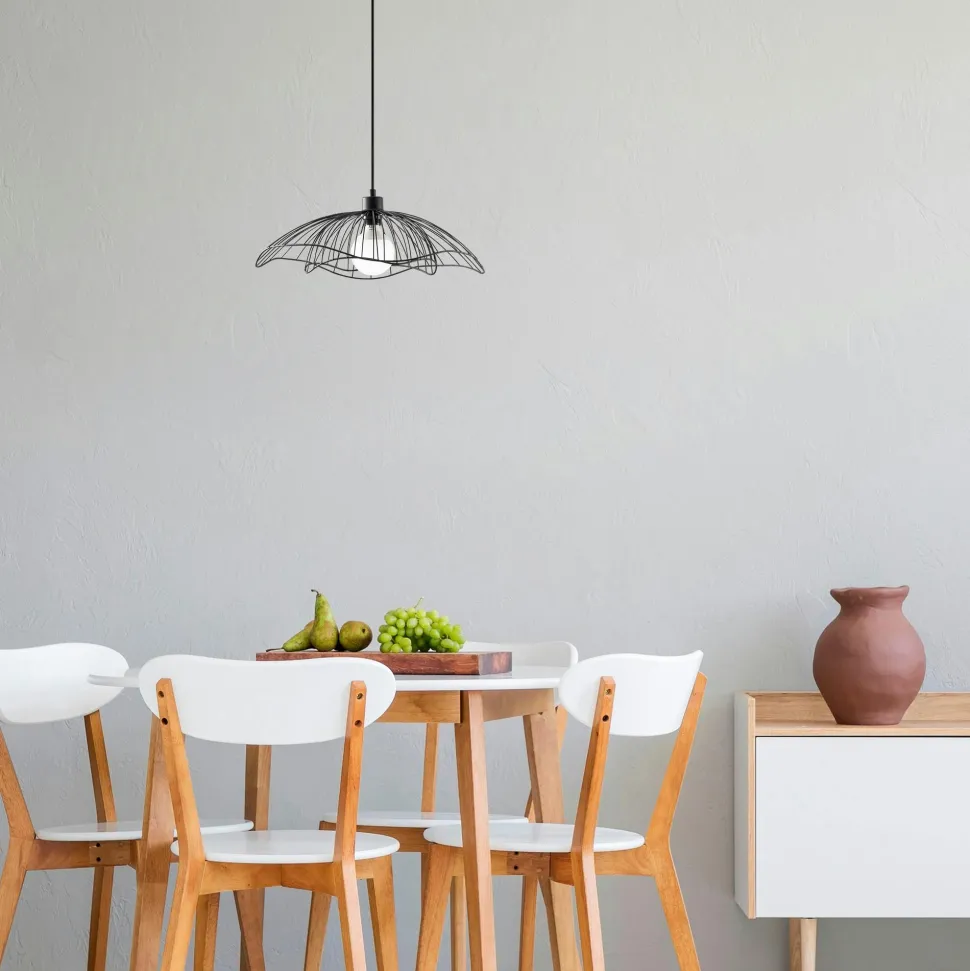 Suspension design noire filaire forme fleur 50 cm SINOP