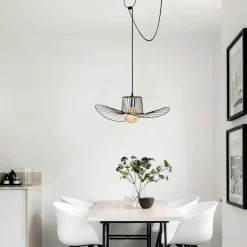 Suspension design noire filaire ondulée, avec anneau SINOP