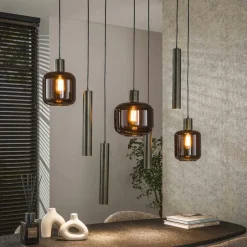 Suspension design noire filaire fleur stylisée SINOP