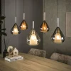 Suspension design verre 3 couleurs, 5 abat-jour goutte NIAGARA