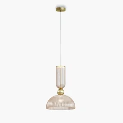 Suspension design verre ambré forme coupole SOLANA