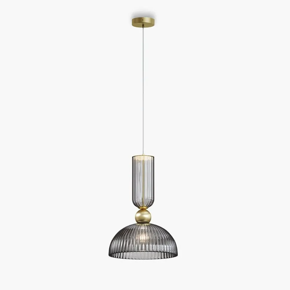 Suspension design verre ambré forme coupole SOLANA