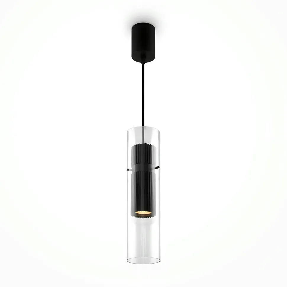 Suspension design verre – cylindre blanc et transparent TAVA