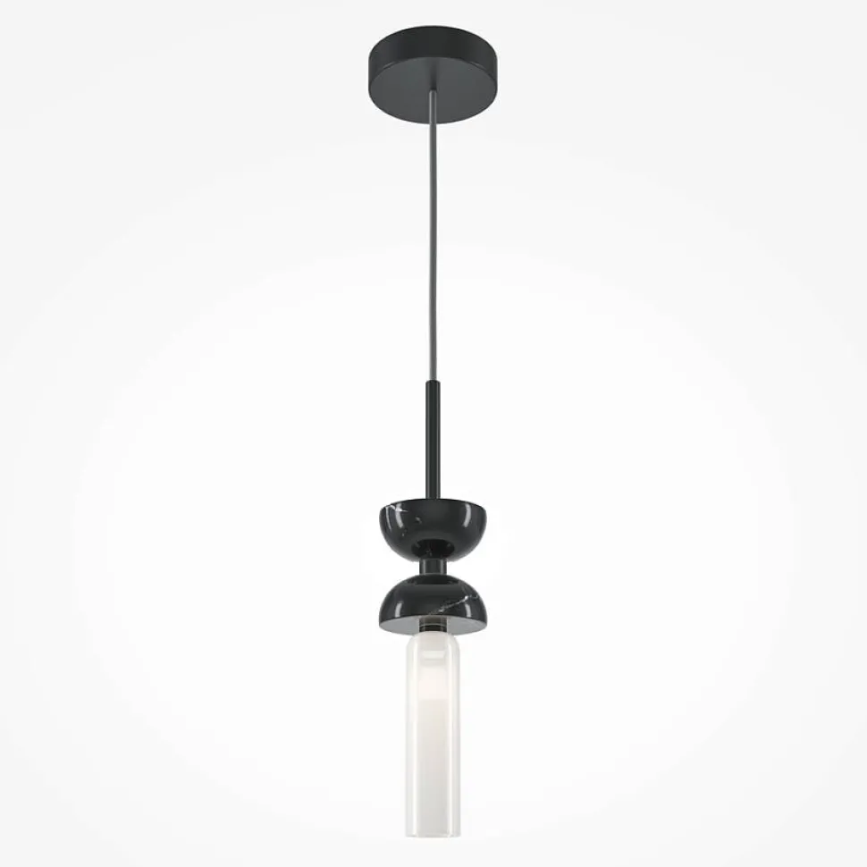 Suspension design – sablier marbre gris & verre blanc ENID