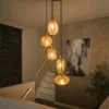 Suspension en verre ambré 5 lampes NOVA