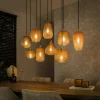 Suspension en verre ambré motif pois 9 abat-jour NOVA