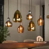 Suspension en verre coloré 6 lampes NOVA