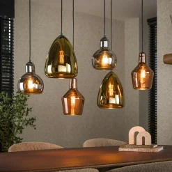 Suspension en verre coloré 6 lampes NOVA