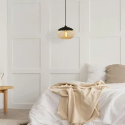 Suspension en verre doré forme globe Ø20 cm SIVAS