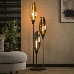 Suspension en verre fumé forme goutte 4 lampes NOVA