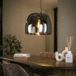 Suspension en verre gris fumé forme cloche 48 cm NIAGARA
