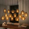 Suspension en verre strié 15 lampes ambrées NOVA