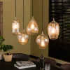Suspension en verre travaillé 5 lampes NOVA