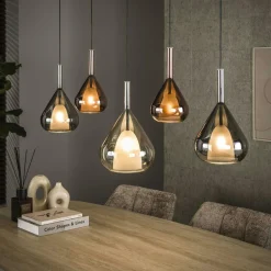 Suspension en verres assortis forme goutte 7 abat-jour NIAGARA